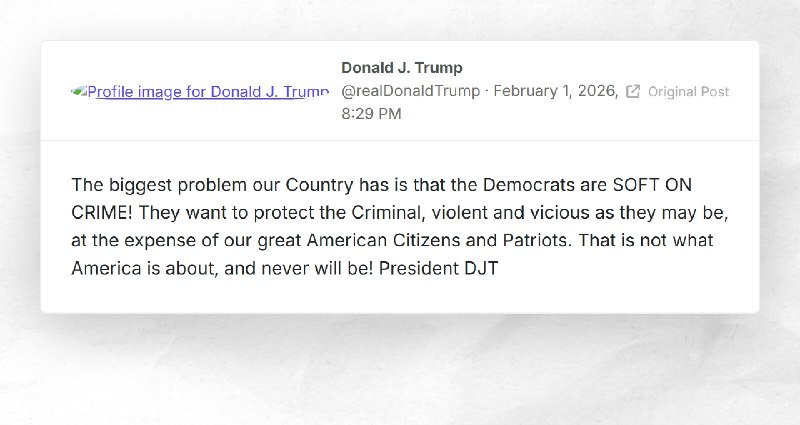 Donald J. Trump: "The biggest problem our Country has is that the Democrats are SOFT ON CRIME!...