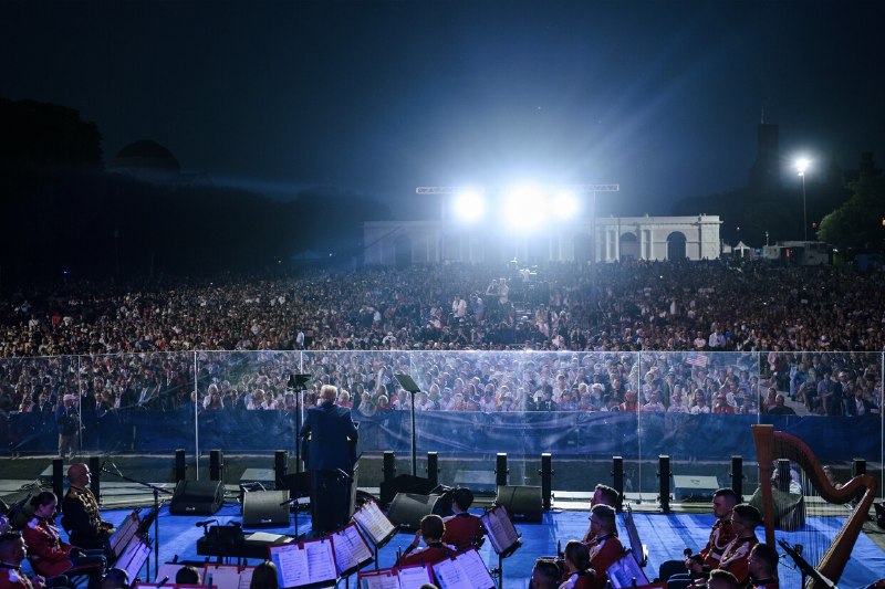 The Crowd was incredible last night, packed to the brim — At least 45,000 people were there, with a huge Television and online audience. I wish we were able to have an even larger area, which we will be able to do on July 4th when I’ll be speaking again. The airplane flyovers and music were fantastic. Everybody stayed right until the end of my Speech because they loved hearing about a truly successful America. See you again on July 4th! President DONALD J. TRUMP2026-06-25 17:47 UTCLinkThe Crowd was incredible last night, packed to the brim — At least 45,000 people were there, with a huge Television and online audience. I wish we were able to have an even larger area, which we will be able to do on July 4th when I’ll be speaking again. The airplane flyovers and music were fantastic. Everybody stayed right until the end of my Speech because they loved hearing about a truly successful America. See you again on July 4th! President DONALD J. TRUMP2026-06-25 17:47 UTCLink