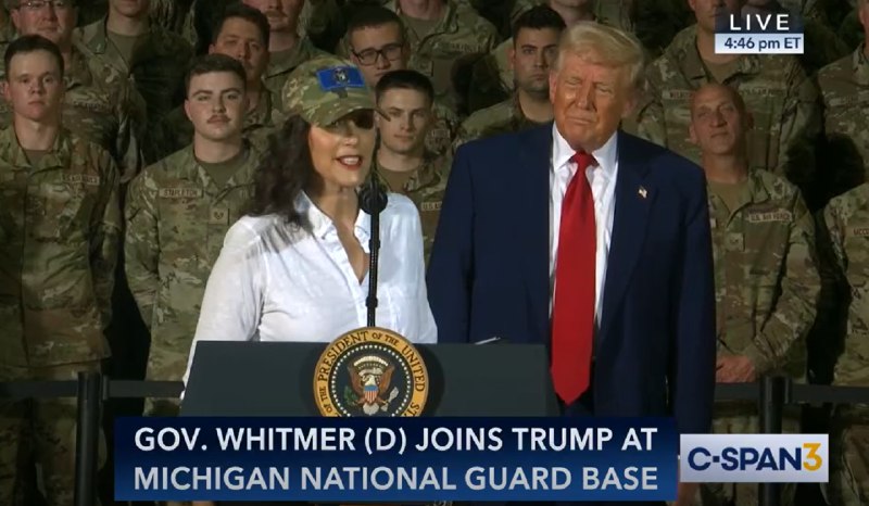 Trump, with Whitmer at his side, announces new fighter wing for Michigan’s Selfridge air base&nbsp; • Michigan Advance