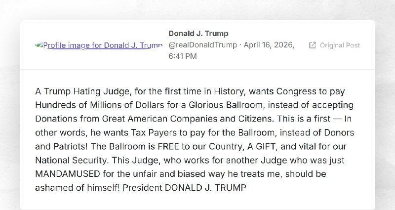 Donald J. Trump: "A Trump Hating Judge, for the first time in History, wants Congress to pay H...