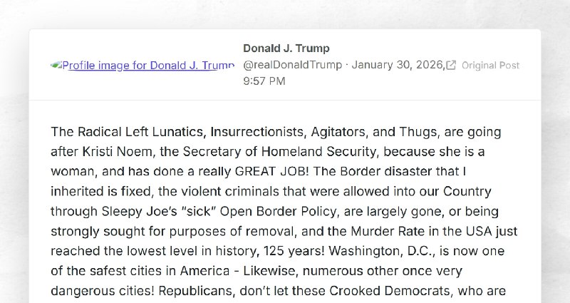Donald J. Trump: "The Radical Left Lunatics, Insurrectionists, Agitators, and Thugs, are going...