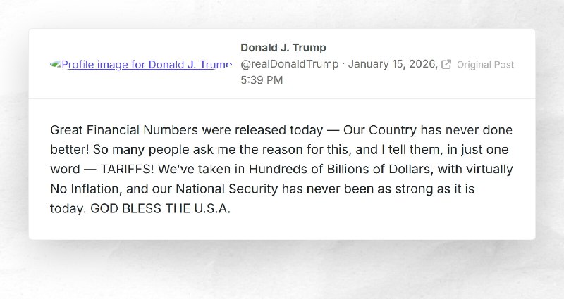 Donald J. Trump: "Great Financial Numbers were released today — Our Country has never done bet...