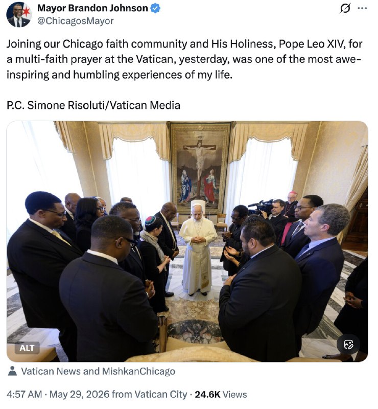 Someone should explain to the Pope that the Mayor of Chicago is useless, and that Iran cannot have a Nuclear Weapon! President DONALD J. TRUMP2026-05-30 20:33 UTCLinkSomeone should explain to the Pope that the Mayor of Chicago is useless, and that Iran cannot have a Nuclear Weapon! President DONALD J. TRUMP2026-05-30 20:33 UTCLink