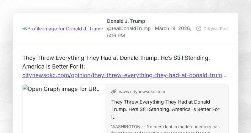 Donald J. Trump: "They Threw Everything They Had at Donald Trump. He’s Still Standing. America...