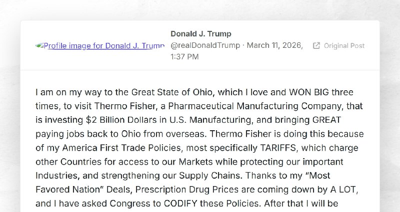 Donald J. Trump: "I am on my way to the Great State of Ohio, which I love and WON BIG three ti...