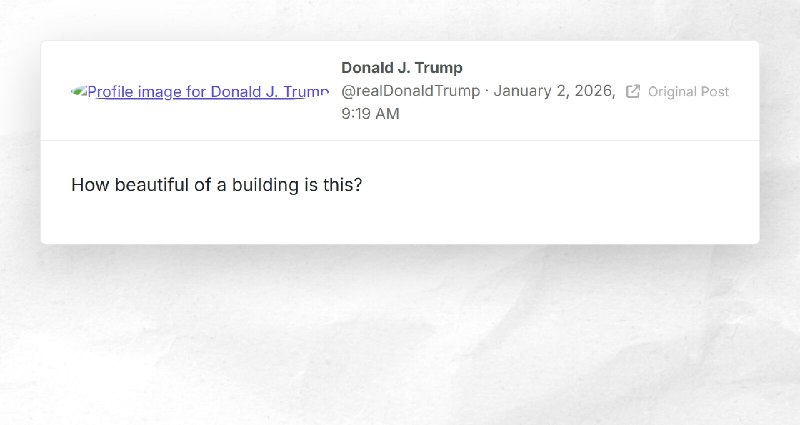 Donald J. Trump: "How beautiful of a building is this?"
