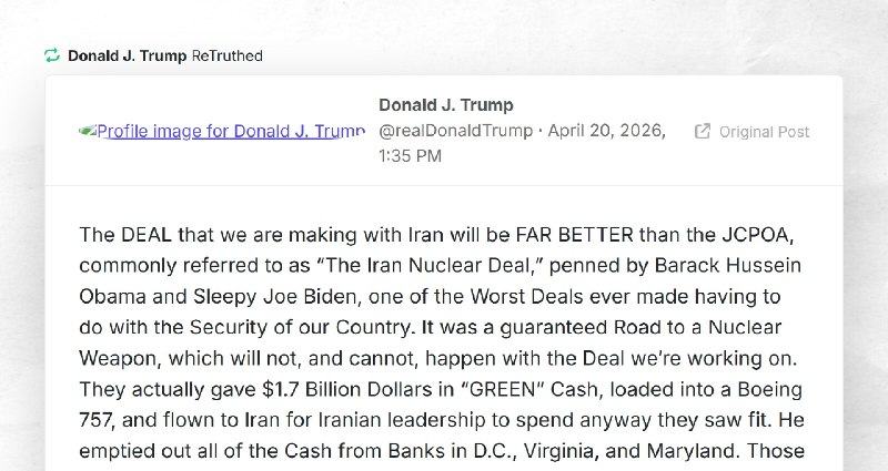 Donald J. Trump: "RT @realDonaldTrumpThe DEAL that we are making with Iran will be FAR BETTER ...