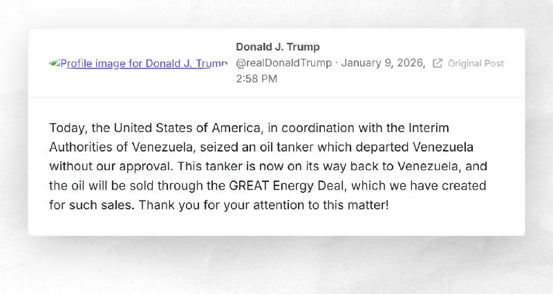 Donald J. Trump: "Today, the United States of America, in coordination with the Interim Author...