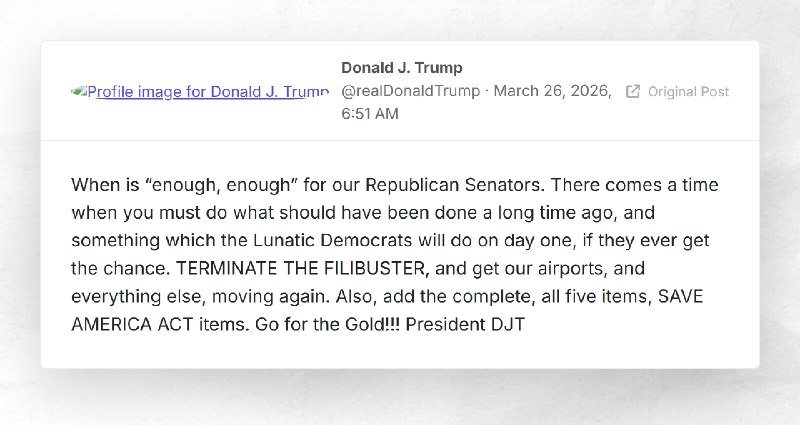 Donald J. Trump: "When is “enough, enough” for our Republican Senators. There comes a time whe...