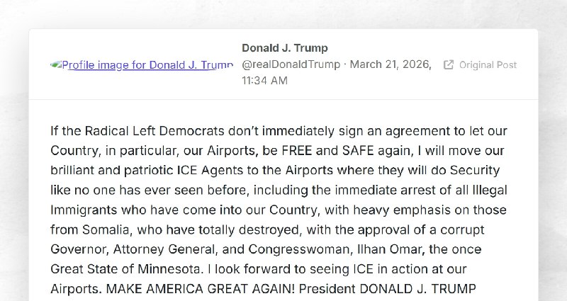Donald J. Trump: "If the Radical Left Democrats don’t immediately sign an agreement to let our...
