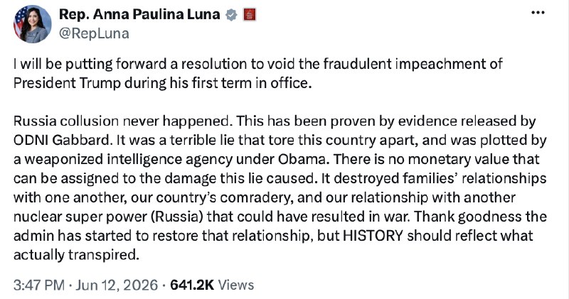 It was the Greatest Hoax in Political History!2026-07-06 14:54 UTCLink