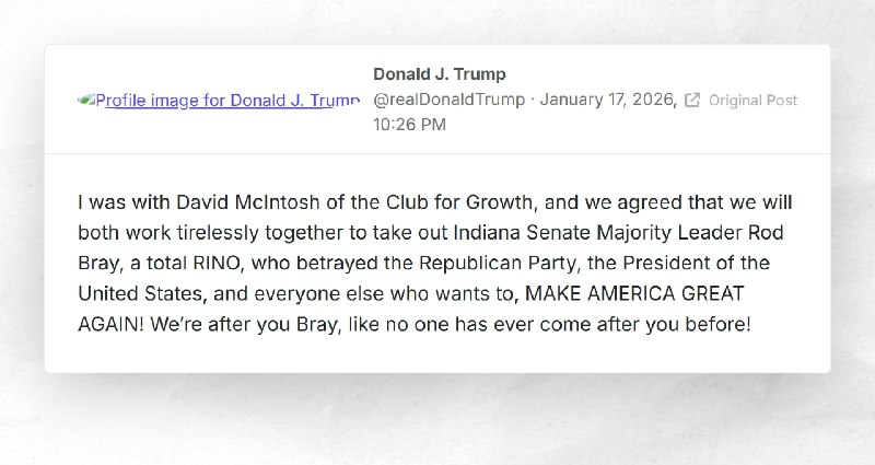 Donald J. Trump: "I was with David McIntosh of the Club for Growth, and we agreed that we will...