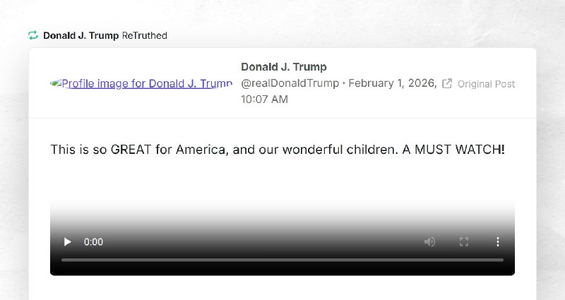 Donald J. Trump: "RT @realDonaldTrumpThis is so GREAT for America, and our wonderful children....