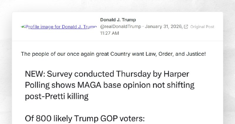 Donald J. Trump: "The people of our once again great Country want Law, Order, and Justice!"