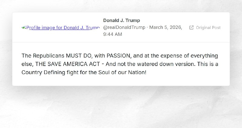 Donald J. Trump: "The Republicans MUST DO, with PASSION, and at the expense of everything else...