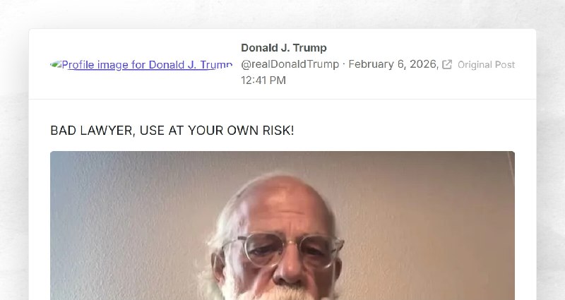 Donald J. Trump: "BAD LAWYER, USE AT YOUR OWN RISK!"