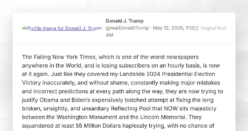Donald J. Trump: "The Failing New York Times, which is one of the worst newspapers anywhere in...