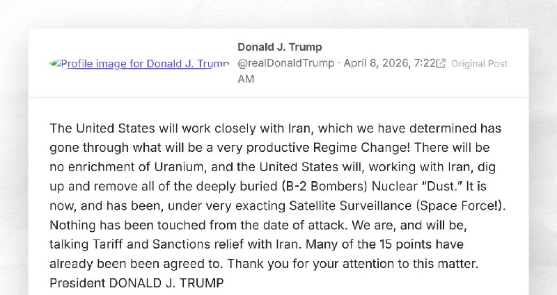 Donald J. Trump: "The United States will work closely with Iran, which we have determined has ...
