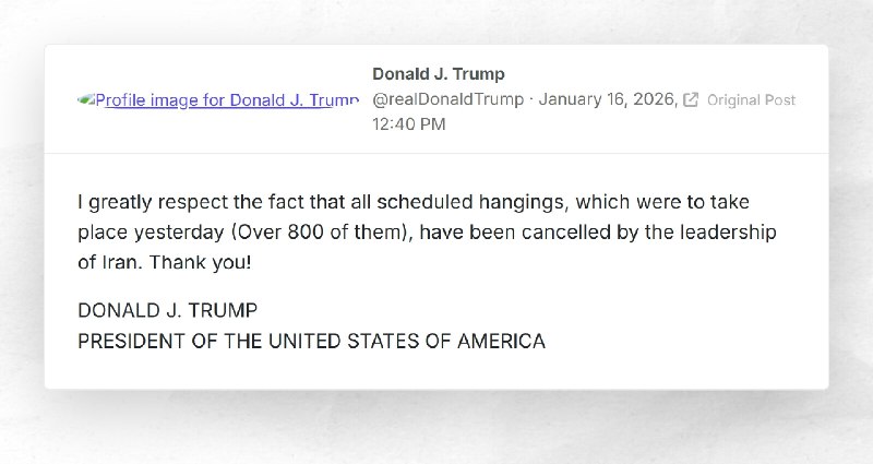 Donald J. Trump: "I greatly respect the fact that all scheduled hangings, which were to take p...