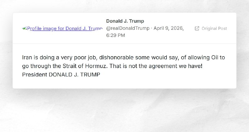 Donald J. Trump: "Iran is doing a very poor job, dishonorable some would say, of allowing Oil ...