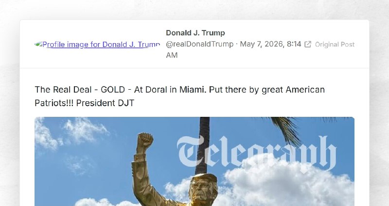Donald J. Trump: "The Real Deal - GOLD - At Doral in Miami. Put there by great American Patrio...