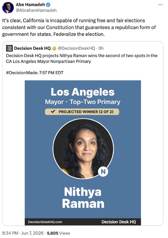 No way this could have happened. Rigged Election!2026-06-08 09:26 UTCLink