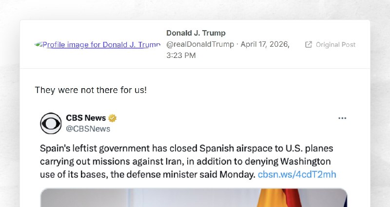 Donald J. Trump: "They were not there for us!"