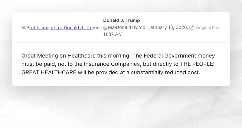 Donald J. Trump: "Great Meeting on Healthcare this morning! The Federal Government money must ...