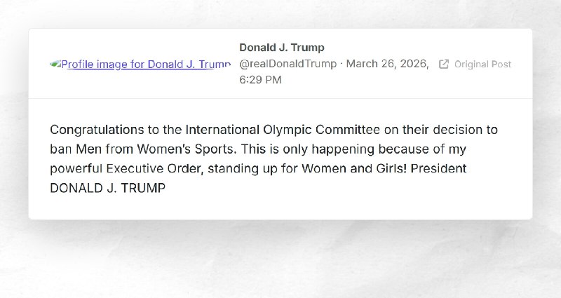 Donald J. Trump: "Congratulations to the International Olympic Committee on their decision to ...