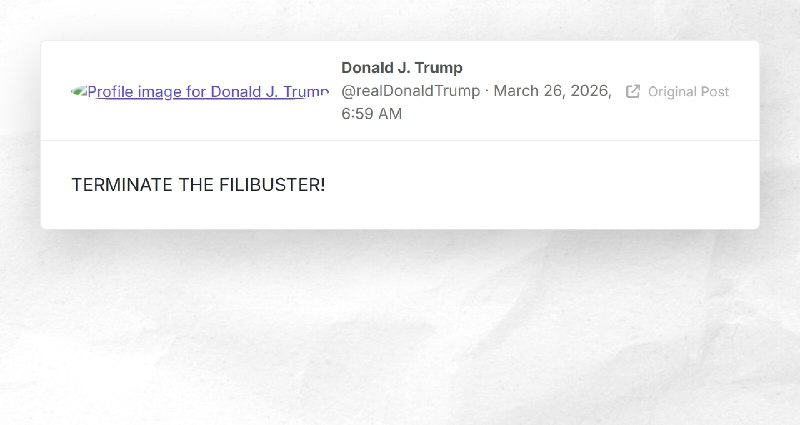 Donald J. Trump: "TERMINATE THE FILIBUSTER!"