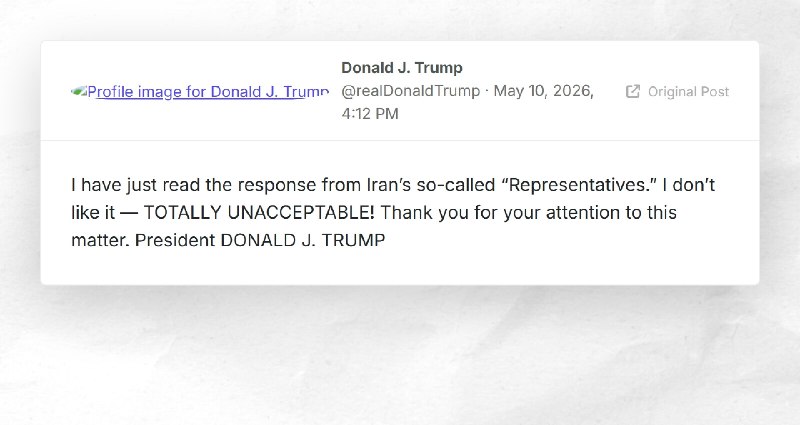 Donald J. Trump: "I have just read the response from Iran’s so-called “Representatives.” I don...