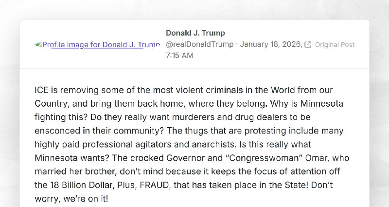 Donald J. Trump: "ICE is removing some of the most violent criminals in the World from our Cou...