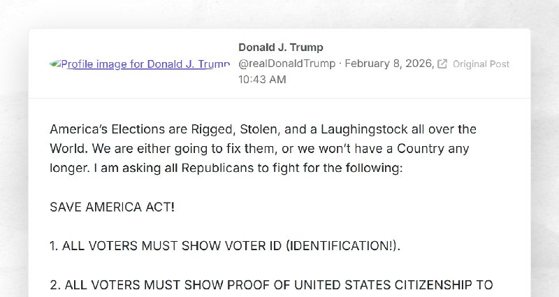 Donald J. Trump: "America’s Elections are Rigged, Stolen, and a Laughingstock all over the Wor...