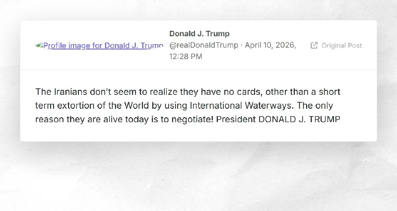Donald J. Trump: "The Iranians don’t seem to realize they have no cards, other than a short te...