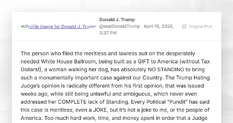 Donald J. Trump: "The person who filed the meritless and lawless suit on the desperately neede...
