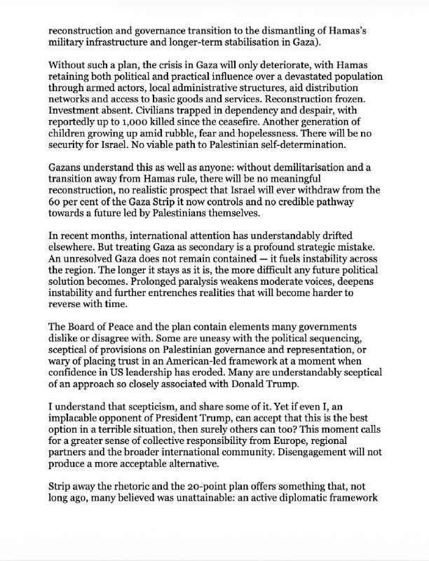 Hillary Clinton: “The world may not like Trump’s Gaza plan — but there is no alternative: If even I, an implacable opponent of the president, can accept this as the best option, then surely others can too?”