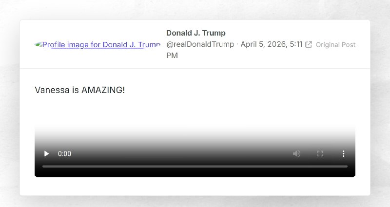 Donald J. Trump: "Vanessa is AMAZING!"