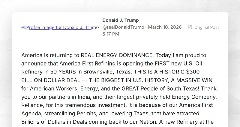 Donald J. Trump: "America is returning to REAL ENERGY DOMINANCE! Today I am proud to announce ...