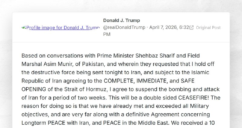 Donald J. Trump: "Based on conversations with Prime Minister Shehbaz Sharif and Field Marshal ...