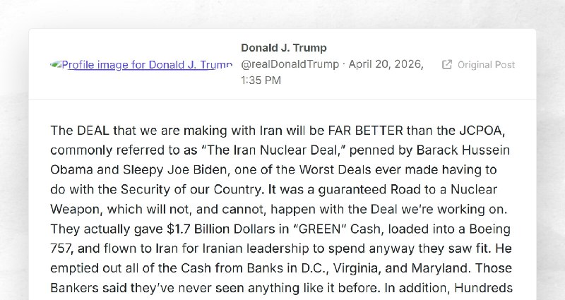 Donald J. Trump: "The DEAL that we are making with Iran will be FAR BETTER than the JCPOA, com...