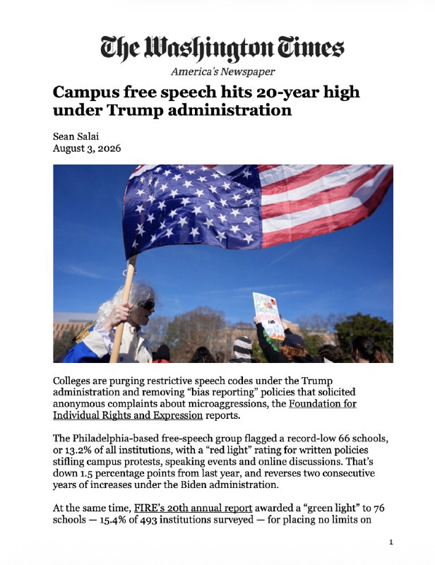 Campus free speech hits 20-year high under Trump administration: 