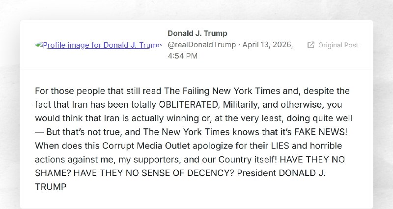 Donald J. Trump: "For those people that still read The Failing New York Times and, despite the...