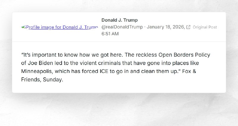 Donald J. Trump: "“It’s important to know how we got here. The reckless Open Borders Policy of...