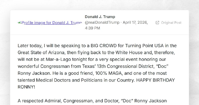 Donald J. Trump: "Later today, I will be speaking to a BIG CROWD for Turning Point USA in the ...