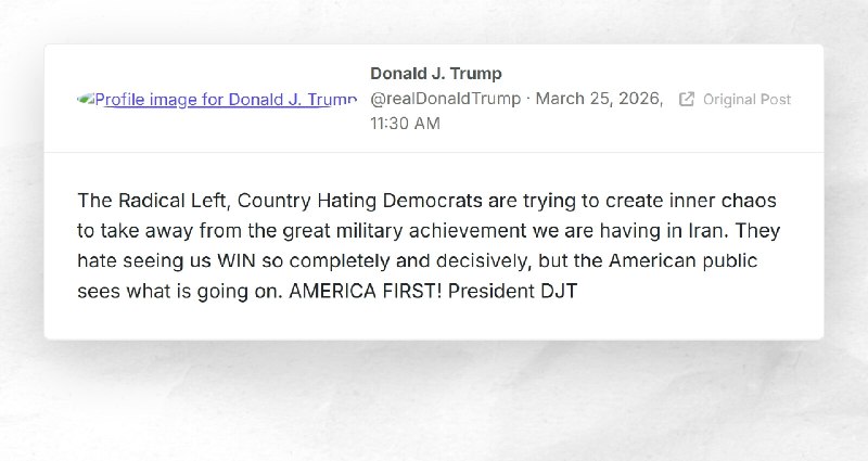 Donald J. Trump: "The Radical Left, Country Hating Democrats are trying to create inner chaos ...