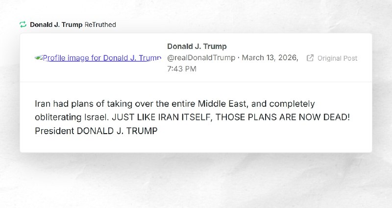 Donald J. Trump: "RT @realDonaldTrumpIran had plans of taking over the entire Middle East, and...