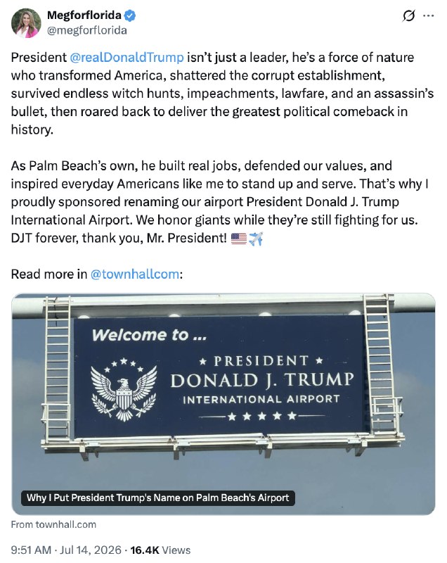 Why I Put President Trump's Name on Palm Beach's Airport: 