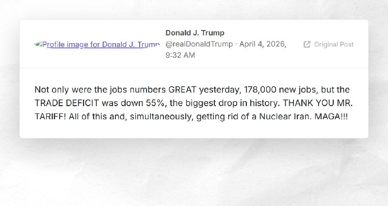 Donald J. Trump: "Not only were the jobs numbers GREAT yesterday, 178,000 new jobs, but the TR...