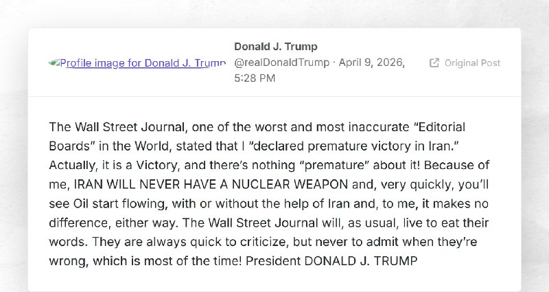 Donald J. Trump: "The Wall Street Journal, one of the worst and most inaccurate “Editorial Boa...
