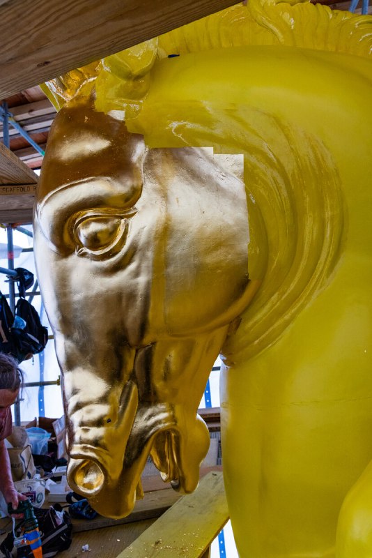 Re-gilding of the massive Arts of War sculptures, located between The Lincoln Memorial and site of The Triumphal Arch, rapidly continues. The sculptures will be fully regilded by July 3rd. The photos below were taken yesterday. The Gilders’ Studio has flown in Gilders from around the Country to perform this work!2026-06-12 16:08 UTCLinkRe-gilding of the massive Arts of War sculptures, located between The Lincoln Memorial and site of The Triumphal Arch, rapidly continues. The sculptures will be fully regilded by July 3rd. The photos below were taken yesterday. The Gilders’ Studio has flown in Gilders from around the Country to perform this work!2026-06-12 16:08 UTCLink